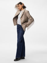 Pieces - Mollie Fringe Jacket in Morel/Melange